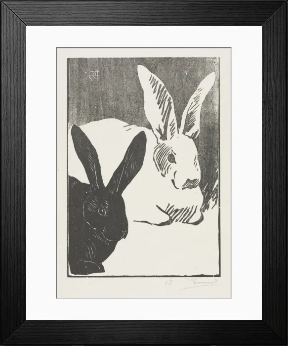 Framed Print : The Rabbits, 1893. Creator: Henri Charles Guerard (French, 1846-1897) Framed Print : The Rabbits, 1893. Creator: Henri Charles Guerard (French, 1846-1897)