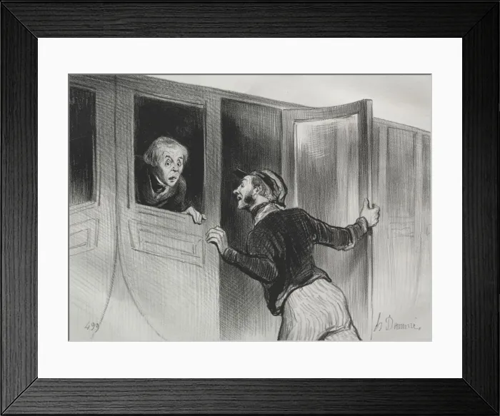 Framed Print : The Railroads, plate 11: The Hazard of Sleeping on a Journey, 1843. Creator: Honore Daumier Framed Print : The Railroads, plate 11: The Hazard of Sleeping on a Journey, 1843. Creator: Honore Daumier