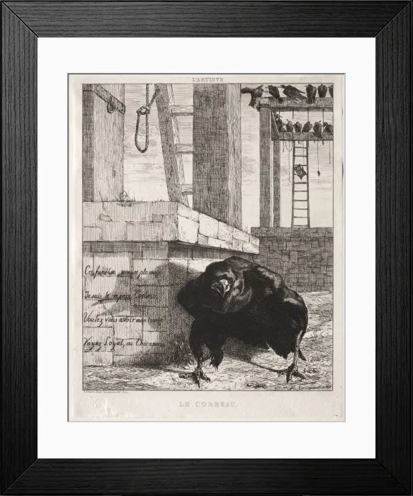 Framed Print : The Raven, 1854. Creator: Felix Bracquemond (French, 1833-1914) Framed Print : The Raven, 1854. Creator: Felix Bracquemond (French, 1833-1914)