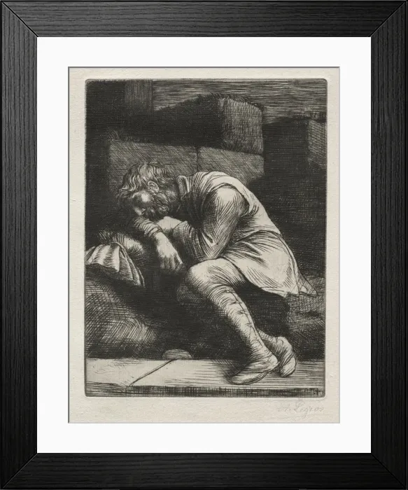 Framed Print : The Sleeping Beggar. Creator: Alphonse Legros (French, 1837-1911) Framed Print : The Sleeping Beggar. Creator: Alphonse Legros (French, 1837-1911)