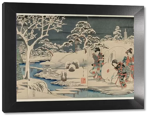 The Snowy Garden, 1854. Creator: Utagawa Hiroshige (Japanese, 1797-1858); Utagawa Kunisada (Japanese, 1786-1865)