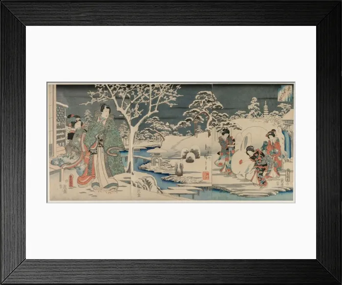 Framed Print : The Snowy Garden, 1854. Creator: Utagawa Hiroshige (Japanese, 1797-1858); Utagawa Kunisada (Japanese, 1786-1865) Framed Print : The Snowy Garden, 1854. Creator: Utagawa Hiroshige (Japanese, 1797-1858); Utagawa Kunisada (Japanese, 1786-1865)
