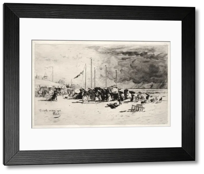 Framed Print : The Squall at Trouville, 1874. Creator: Felix Hilaire Buhot (French, 1847-1898) Framed Print : The Squall at Trouville, 1874. Creator: Felix Hilaire Buhot (French, 1847-1898)