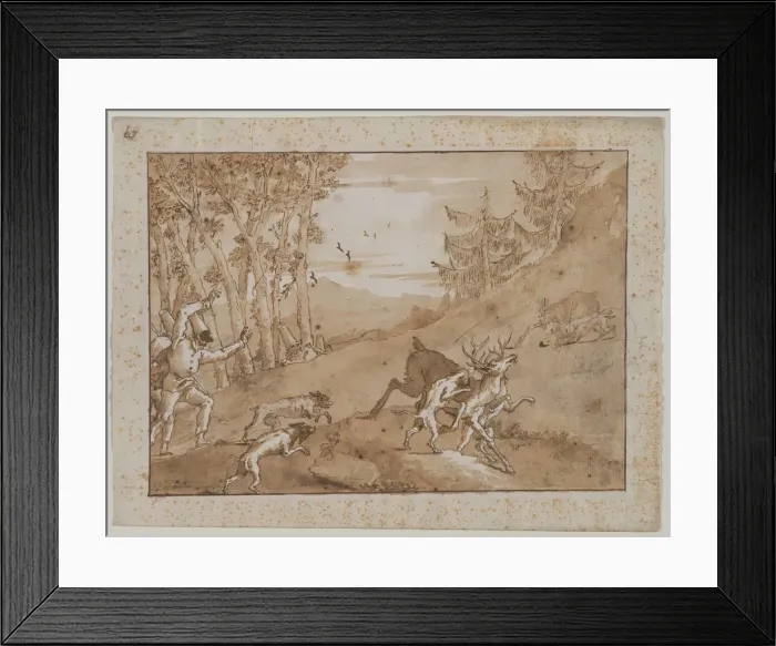 Framed Print : The Stag Hunt, 1790s. Creator: Giovanni Domenico Tiepolo (Italian, 1727-1804) Framed Print : The Stag Hunt, 1790s. Creator: Giovanni Domenico Tiepolo (Italian, 1727-1804)