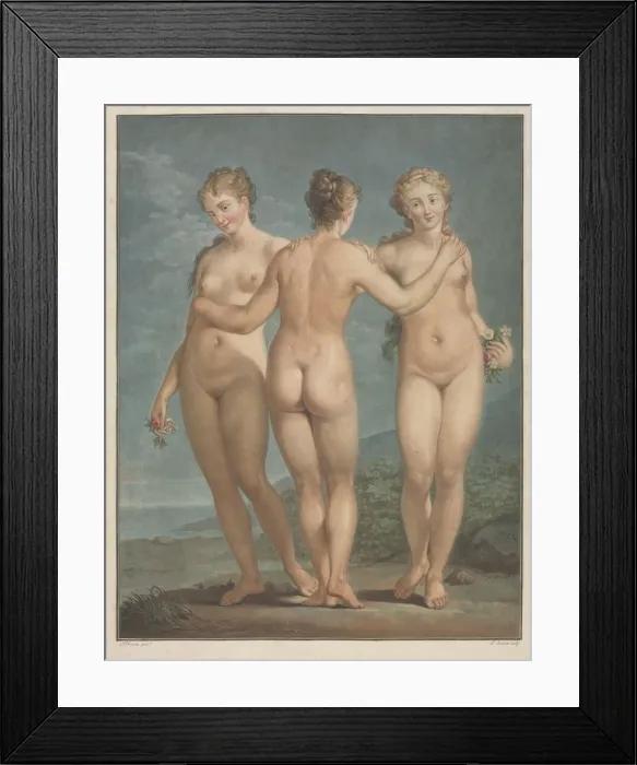 Framed Print : The Three Graces, 1786. Creator: Jean Francois Janinet (French, 1752-1814) Framed Print : The Three Graces, 1786. Creator: Jean Francois Janinet (French, 1752-1814)
