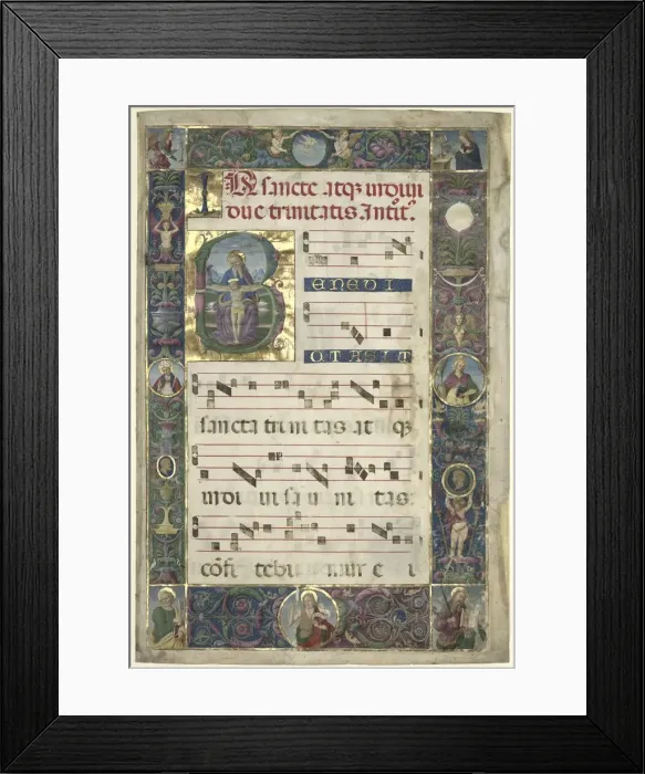 Framed Print : The Trinity: Leaf from a Gradual with Initial B, c. 1496-1502. Creator: Perugino (Italian Framed Print : The Trinity: Leaf from a Gradual with Initial B, c. 1496-1502. Creator: Perugino (Italian