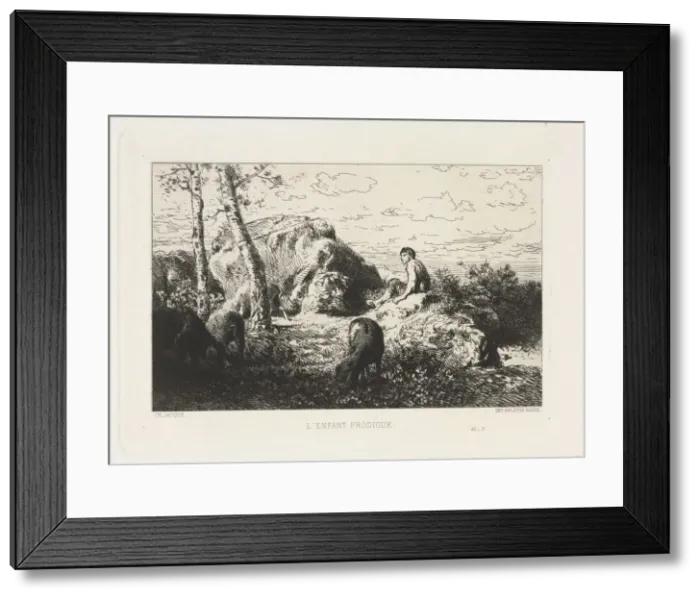 Framed Print : The Prodigal Child. Creator: Charles-Emile Jacque (French, 1813-1894) Framed Print : The Prodigal Child. Creator: Charles-Emile Jacque (French, 1813-1894)