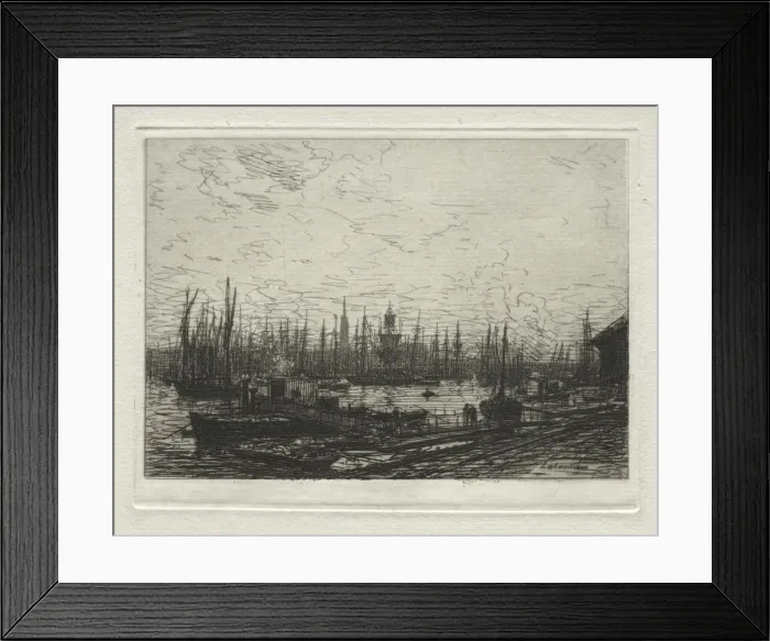 Framed Print : The Port of Bordeaux, Evening. Creator: Maxime Lalanne (French, 1827-1886) Framed Print : The Port of Bordeaux, Evening. Creator: Maxime Lalanne (French, 1827-1886)