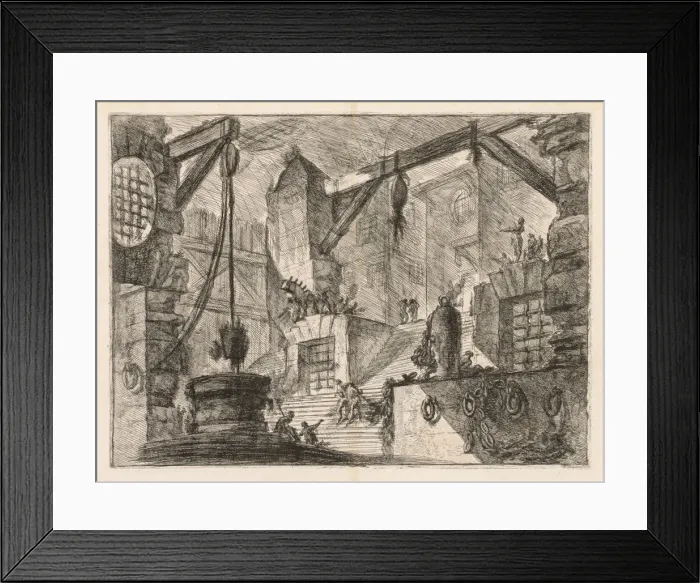 Framed Print : The Prisons: Colonnaded Interior with a Broad Stair, 1745-1750 Framed Print : The Prisons: Colonnaded Interior with a Broad Stair, 1745-1750