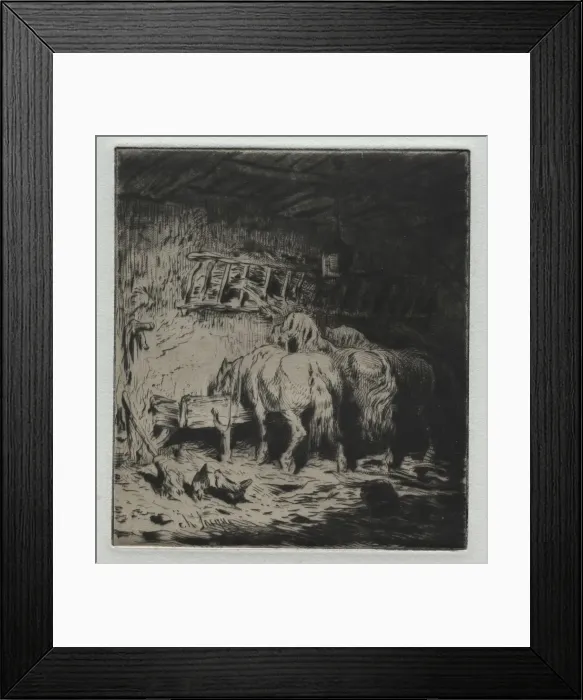 Framed Print : The Stable. Creator: Charles-Emile Jacque (French, 1813-1894) Framed Print : The Stable. Creator: Charles-Emile Jacque (French, 1813-1894)