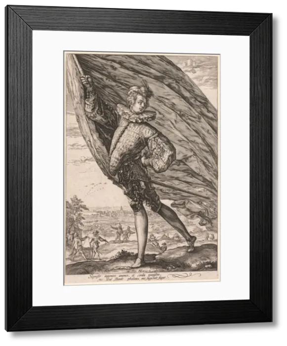 Framed Print : The Standard Bearer, Turned to Left, 1587. Creator: Hendrick Goltzius (Dutch, 1558-1617) Framed Print : The Standard Bearer, Turned to Left, 1587. Creator: Hendrick Goltzius (Dutch, 1558-1617)