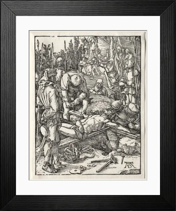 Framed Print : The Small Passion: Christ Being Nailed to the Cross, 1509-1511. Creator: Albrecht Dürer Framed Print : The Small Passion: Christ Being Nailed to the Cross, 1509-1511. Creator: Albrecht Dürer