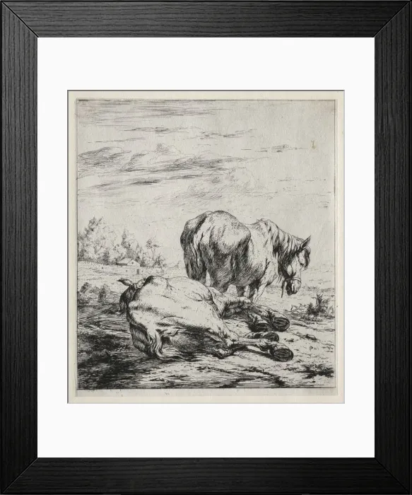 Framed Print : The Two Horses, 1850. Creator: Charles Meryon (French, 1821-1868) Framed Print : The Two Horses, 1850. Creator: Charles Meryon (French, 1821-1868)