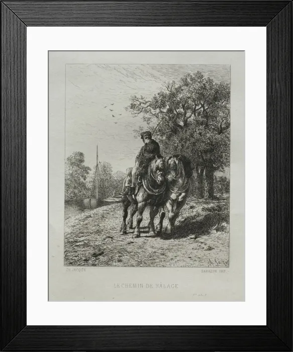 Framed Print : The Tow Path. Creator: Charles-Emile Jacque (French, 1813-1894) Framed Print : The Tow Path. Creator: Charles-Emile Jacque (French, 1813-1894)