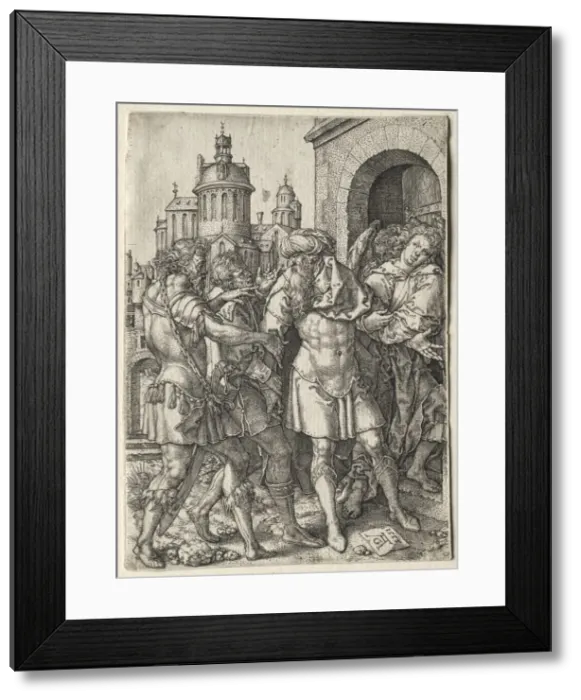 Framed Print : The Story of Lot: Lot Prevents the Sodomites from Violence, 1555. Creator: Heinrich Aldegrever Framed Print : The Story of Lot: Lot Prevents the Sodomites from Violence, 1555. Creator: Heinrich Aldegrever