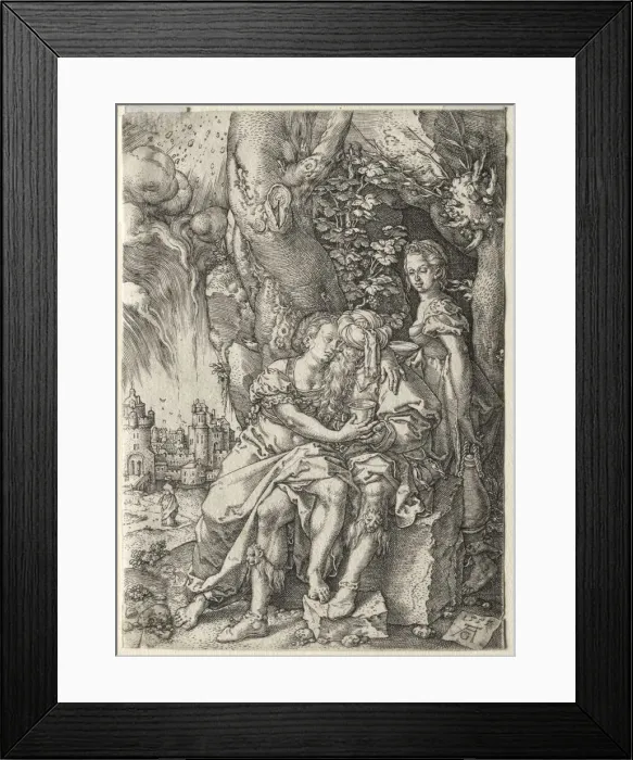 Framed Print : The Story of Lot: Lot with His Daughters, 1555. Creator: Heinrich Aldegrever (German Framed Print : The Story of Lot: Lot with His Daughters, 1555. Creator: Heinrich Aldegrever (German