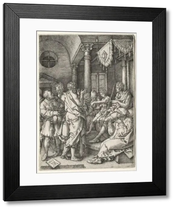 Framed Print : The Story of Susanna: Daniel Cross-Examining the Elders. Creator: Heinrich Aldegrever (German Framed Print : The Story of Susanna: Daniel Cross-Examining the Elders. Creator: Heinrich Aldegrever (German