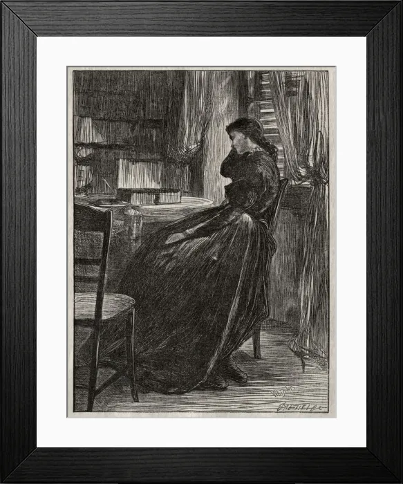 Framed Print : The Trial Sermon: Joanna Douglas at Her Desk, 1862. Creator: James McNeill Whistler (American Framed Print : The Trial Sermon: Joanna Douglas at Her Desk, 1862. Creator: James McNeill Whistler (American