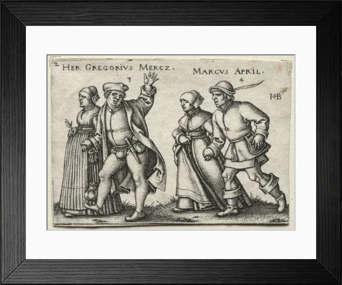 Framed Print : The Village Wedding: Her Gregorius Mercz / Marcus April, 1546. Creator: Hans Sebald Beham (German Framed Print : The Village Wedding: Her Gregorius Mercz / Marcus April, 1546. Creator: Hans Sebald Beham (German