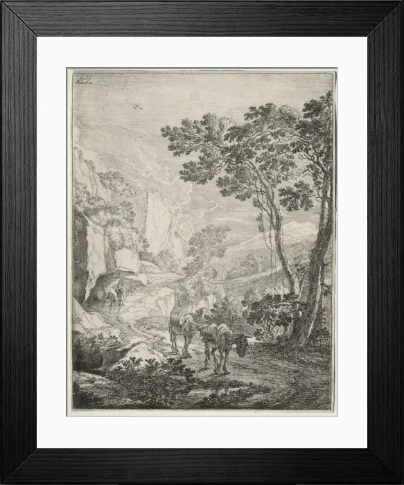 Framed Print : The Two Mules. Rocca Aquatico near Ancona. Creator: Jan Both (Dutch, c. 1618-1652); Matham Framed Print : The Two Mules. Rocca Aquatico near Ancona. Creator: Jan Both (Dutch, c. 1618-1652); Matham