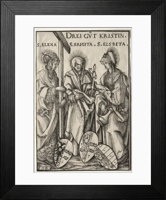 Framed Print : The Three Christian Heroines: Saints Helen, Bridget and Elizabeth. Creator: Hans Burgkmair (German Framed Print : The Three Christian Heroines: Saints Helen, Bridget and Elizabeth. Creator: Hans Burgkmair (German