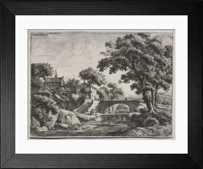 Framed Print : The Two Bridges. Creator: Anthonie Waterloo (Dutch, 1609 / 10-1690) Framed Print : The Two Bridges. Creator: Anthonie Waterloo (Dutch, 1609 / 10-1690)