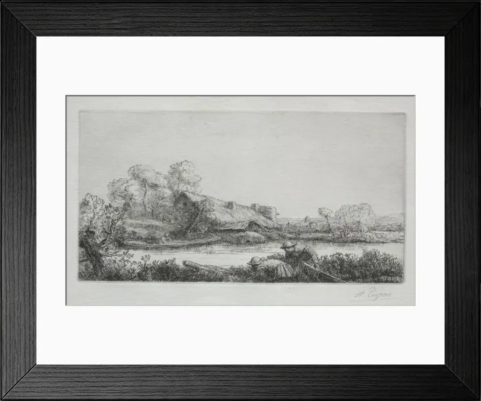 Framed Print : The Farm on the River (La Ferme Sur La Riviere: Effet Du Soir). Creator: Alphonse Legros Framed Print : The Farm on the River (La Ferme Sur La Riviere: Effet Du Soir). Creator: Alphonse Legros