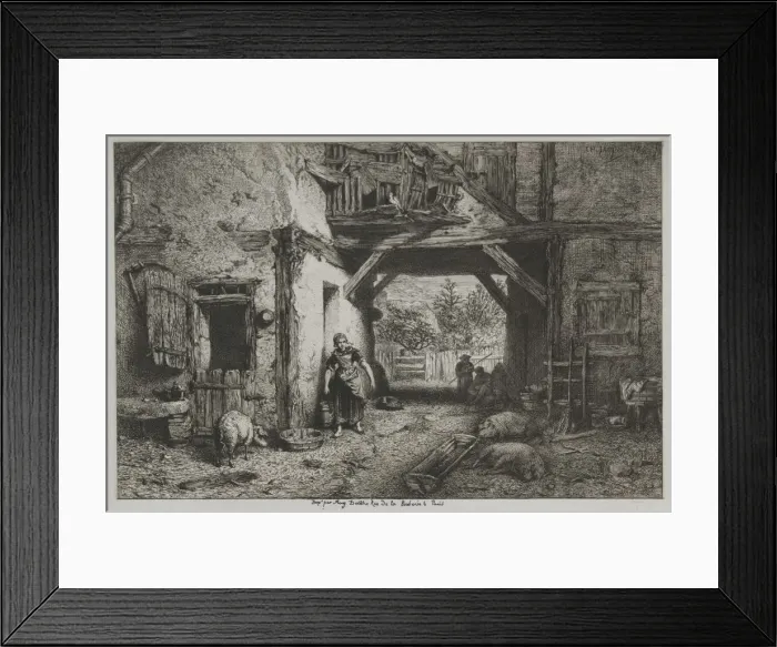 Framed Print : The Farmyard. Creator: Charles-Emile Jacque (French, 1813-1894) Framed Print : The Farmyard. Creator: Charles-Emile Jacque (French, 1813-1894)