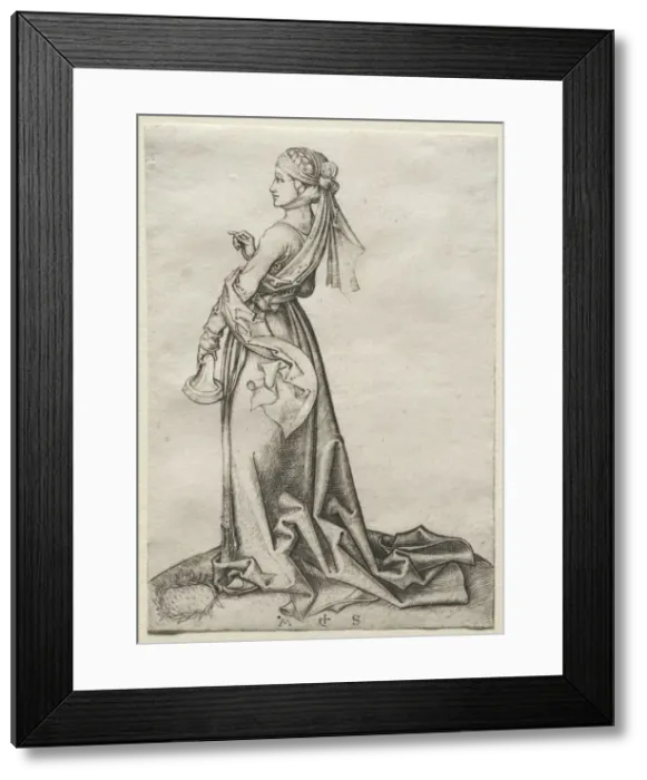 Framed Print : The First of the Foolish Virgins. Creator: Martin Schongauer (German, c. 1450-1491) Framed Print : The First of the Foolish Virgins. Creator: Martin Schongauer (German, c. 1450-1491)