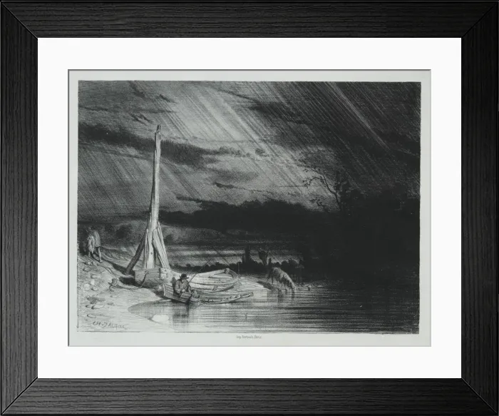 Framed Print : The Fisherman, Rainy Weather, 1847. Creator: Charles-Emile Jacque (French, 1813-1894) Framed Print : The Fisherman, Rainy Weather, 1847. Creator: Charles-Emile Jacque (French, 1813-1894)