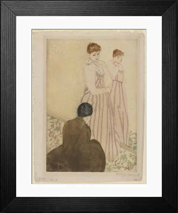 Framed Print : The Fitting, 1890-1891. Creator: Mary Cassatt (American, 1844-1926) Framed Print : The Fitting, 1890-1891. Creator: Mary Cassatt (American, 1844-1926)