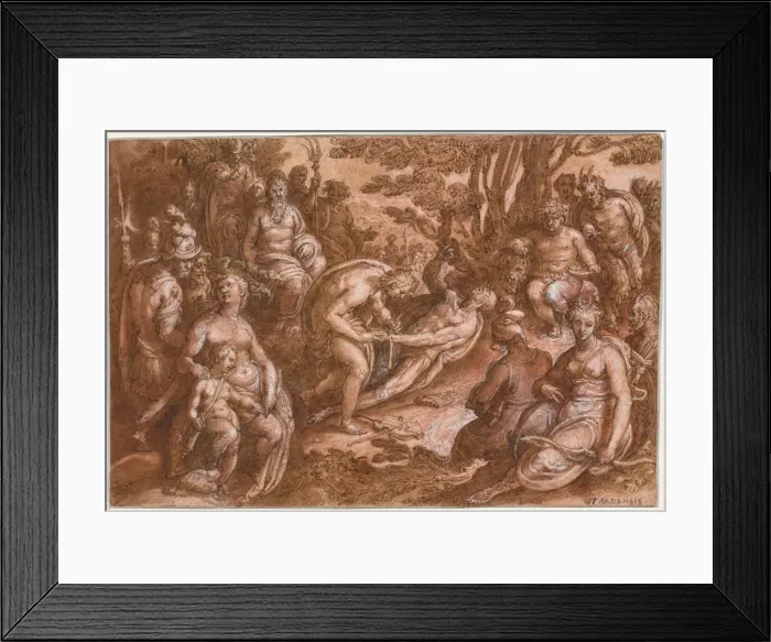 Framed Print : The Flaying of Marsyas, c. 1570-1605. Creator: Jan van der Straet, called Johannes Stradanus Framed Print : The Flaying of Marsyas, c. 1570-1605. Creator: Jan van der Straet, called Johannes Stradanus