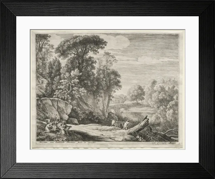 Framed Print : The Flight into Egypt: The Donkey Led to the River. Creator: Herman van Swanevelt (Dutch, c Framed Print : The Flight into Egypt: The Donkey Led to the River. Creator: Herman van Swanevelt (Dutch, c