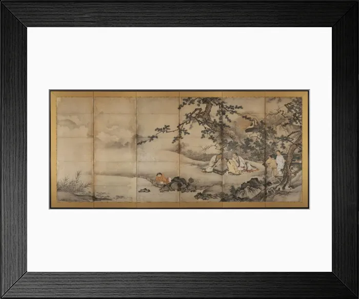 Framed Print : The Four Accomplishments, late 1500s. Creator: Kano Shoei (Japanese, 1519-1592), attributed to Framed Print : The Four Accomplishments, late 1500s. Creator: Kano Shoei (Japanese, 1519-1592), attributed to