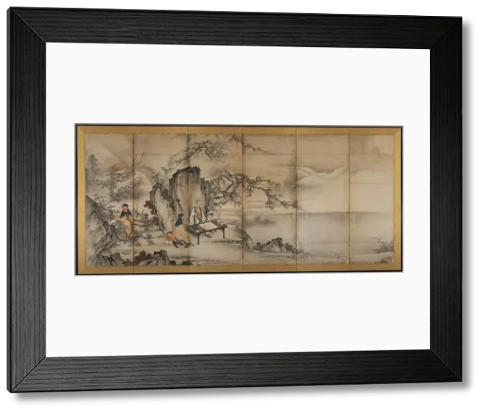 Framed Print : The Four Accomplishments, late 1500s. Creator: Kano Shoei (Japanese, 1519-1592), attributed to Framed Print : The Four Accomplishments, late 1500s. Creator: Kano Shoei (Japanese, 1519-1592), attributed to
