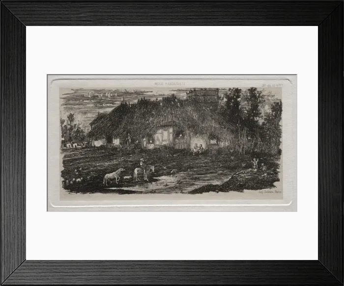 Framed Print : The Farm-Yard, 1861. Creator: Rodolphe Bresdin (French, 1822-1885); Auguste Delatre Framed Print : The Farm-Yard, 1861. Creator: Rodolphe Bresdin (French, 1822-1885); Auguste Delatre