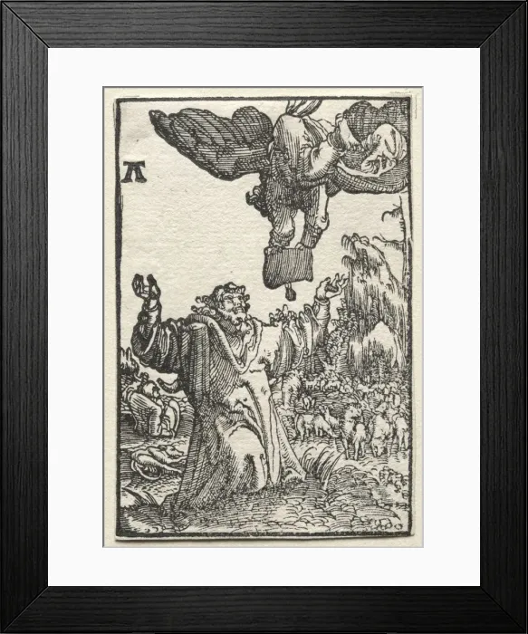 Framed Print : The Fall and Redemption of Man: The Message of the Angel to Joachim, c. 1515. Creator Framed Print : The Fall and Redemption of Man: The Message of the Angel to Joachim, c. 1515. Creator