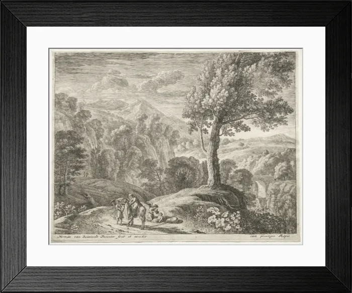 Framed Print : The Flight into Egypt: The large tree and the cuocade. Creator: Herman van Swanevelt (Dutch, c Framed Print : The Flight into Egypt: The large tree and the cuocade. Creator: Herman van Swanevelt (Dutch, c