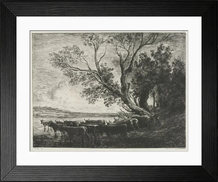 Framed Print : The Ford, 1865. Creator: Charles Francois Daubigny (French, 1817-1878);CADART & LUQUET Framed Print : The Ford, 1865. Creator: Charles Francois Daubigny (French, 1817-1878);CADART & LUQUET
