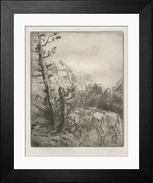 Framed Print : The Farm on the Hill. Creator: Alphonse Legros (French, 1837-1911) Framed Print : The Farm on the Hill. Creator: Alphonse Legros (French, 1837-1911)