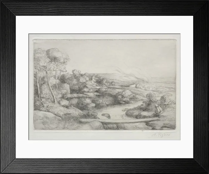 Framed Print : The Footbridge (La Passerelle). Creator: Alphonse Legros (French, 1837-1911) Framed Print : The Footbridge (La Passerelle). Creator: Alphonse Legros (French, 1837-1911)