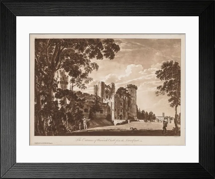 Framed Print : Views of Warwick Castle: The Entrance of Warwick Castle from the Lower Court, 1776 Framed Print : Views of Warwick Castle: The Entrance of Warwick Castle from the Lower Court, 1776