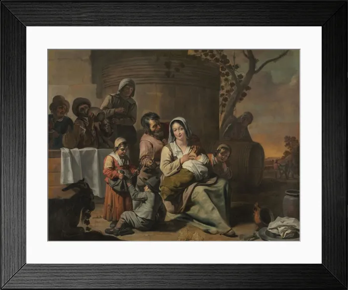 Framed Print : Vintage Scene and Peasant Children Dancing (painting pair), 1650s. Creator: Le Nain (French) Framed Print : Vintage Scene and Peasant Children Dancing (painting pair), 1650s. Creator: Le Nain (French)