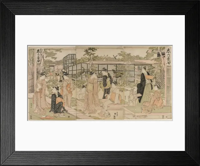 Framed Print : Visitors to the Shika Tea House, early 1790s. Creator: Utagawa Toyokuni (Japanese, 1769-1825) Framed Print : Visitors to the Shika Tea House, early 1790s. Creator: Utagawa Toyokuni (Japanese, 1769-1825)