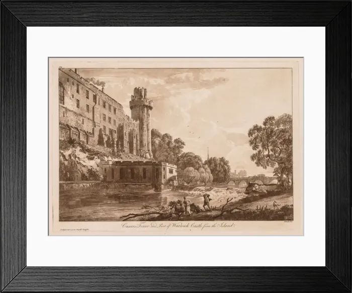Framed Print : Views of Warwick Castle: Caesars ower and Part of Warwick Castle from the Island, 1776 Framed Print : Views of Warwick Castle: Caesars ower and Part of Warwick Castle from the Island, 1776