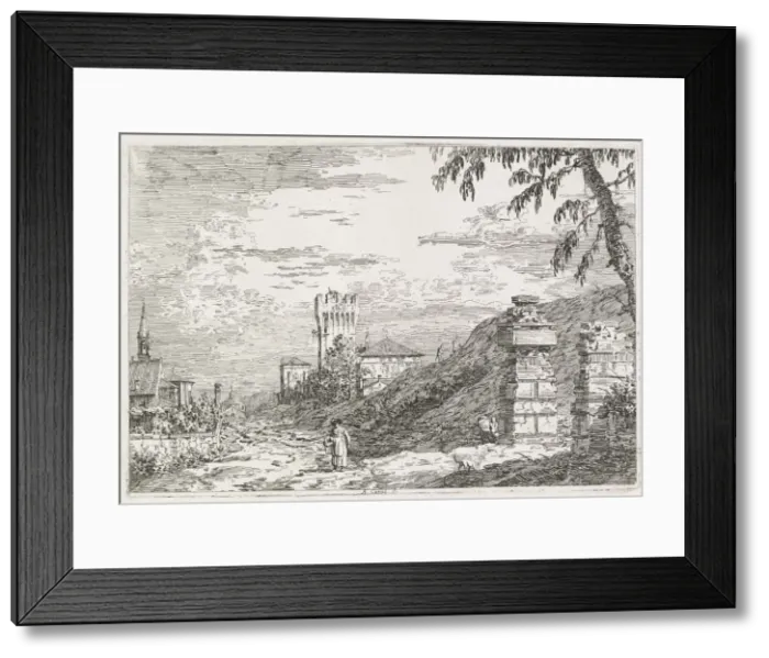Framed Print : Views: Two Ruined Pillars, 1735-1746. Creator: Antonio Canaletto (Italian, 1697-1768) Framed Print : Views: Two Ruined Pillars, 1735-1746. Creator: Antonio Canaletto (Italian, 1697-1768)