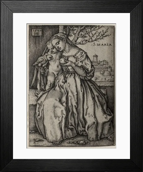 Framed Print : Virgin with the Parrot, 1549. Creator: Hans Sebald Beham (German, 1500-1550) Framed Print : Virgin with the Parrot, 1549. Creator: Hans Sebald Beham (German, 1500-1550)