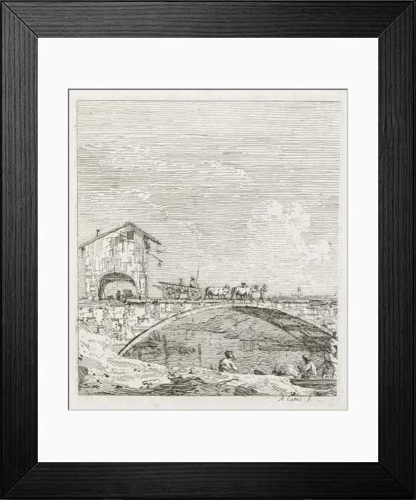 Framed Print : Views: A Wagon Passing over a Bridge, 1735-1746. Creator: Antonio Canaletto (Italian, 1697-1768) Framed Print : Views: A Wagon Passing over a Bridge, 1735-1746. Creator: Antonio Canaletto (Italian, 1697-1768)
