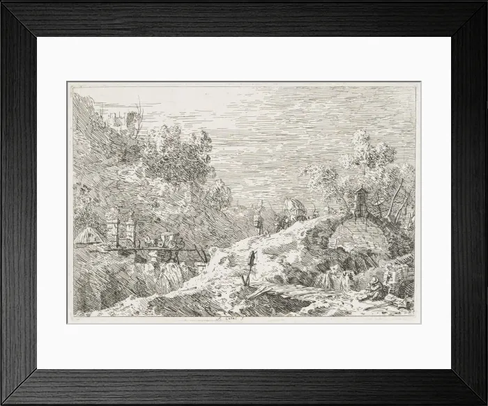 Framed Print : Views: Mountain Landscape with Five Bridges, 1735-1746. Creator: Antonio Canaletto (Italian Framed Print : Views: Mountain Landscape with Five Bridges, 1735-1746. Creator: Antonio Canaletto (Italian