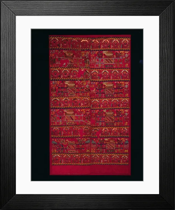 Framed Print : Two Tapestry-woven Panel Fragments, 1000-1460s. Creator: Unknown Framed Print : Two Tapestry-woven Panel Fragments, 1000-1460s. Creator: Unknown